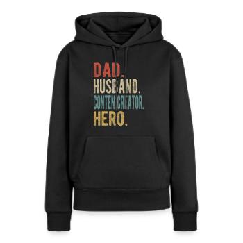 Conten Schöpfer, Vater, Ehemann, Held - Frauen Premium Bio Hoodie - Schwarz - Vorne - Julia (174cm)
