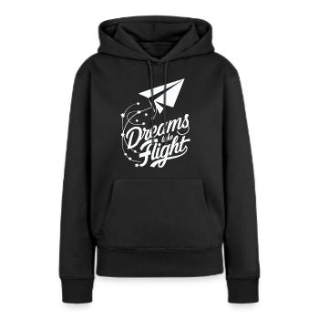 Les rêves prennent leur envol - Sweat à capuche Premium bio Femme - noir - Devant - Julia (174cm)
