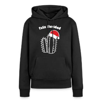 feliz navidad frohes fest Kaktus Weihnachtsmütze - Frauen Premium Bio Hoodie - Schwarz - Vorne - Julia (174cm)