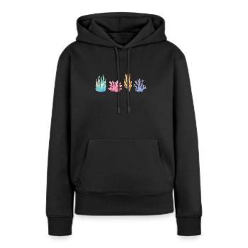 Récif corallien vibrant - Sweat à capuche Premium bio Femme - noir - Devant - Julia (174cm)