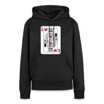 Funny Queen of Hearts Design - Carte à jouer de fête - Sweat à capuche Premium bio Femme - noir - Devant - Julia (174cm)
