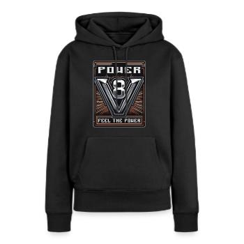 V8 - Frauen Premium Bio Hoodie - Schwarz - Vorne - Julia (174cm)