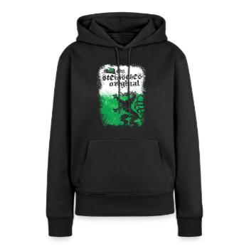 EIN STEIRISCHES ORIGINAL - STEIERMARK - GESCHENK - Frauen Premium Bio Hoodie - Schwarz - Vorne - Julia (174cm)