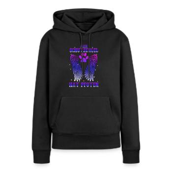 Mein Schutzengel hat Pfoten - Frauen Premium Bio Hoodie - Schwarz - Vorne - Julia (174cm)