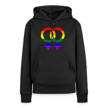 Lesbien - Sweat à capuche Premium bio Femme - noir - Devant - Julia (174cm)