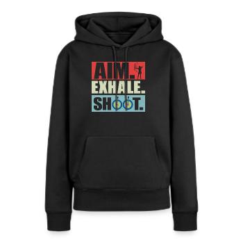 Aim Exhale Shoot. Archery Target Bow & Arrows - Frauen Premium Bio Hoodie - Schwarz - Vorne - Julia (174cm)