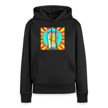 Limonade Pop Art : un verre rafraîchissant de limonade vibrante - Sweat à capuche Premium bio Femme - noir - Devant - Julia (174cm)