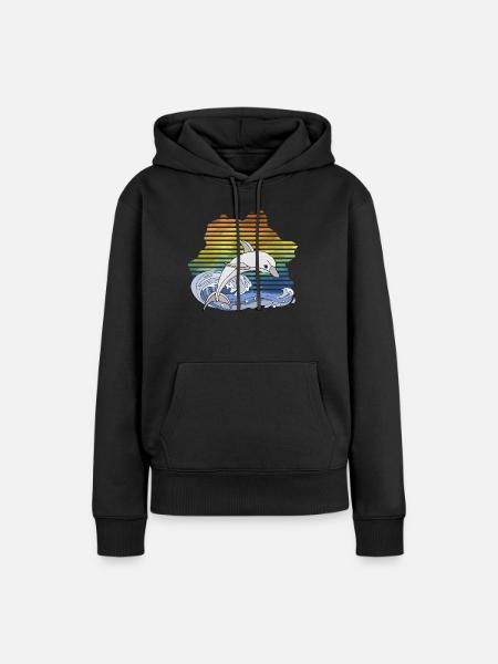 Delfin - Frauen Premium Bio Hoodie - Schwarz