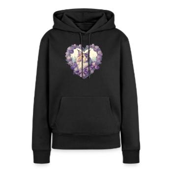 MaineCoon Iris - Sweat à capuche Premium bio Femme - noir - Devant - Julia (174cm)