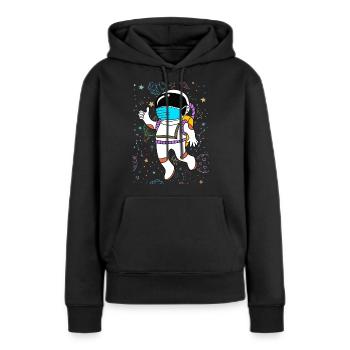 Citation drôle - Sweat à capuche Premium bio Femme - noir - Devant - Julia (174cm)