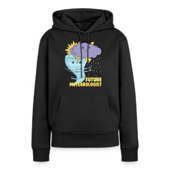 Futur météorologue - Sweat à capuche Premium bio Femme - noir - Devant - Julia (174cm)