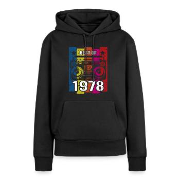 Meilleur de 1978 Stéréo Radio Cassette Player - Sweat à capuche Premium bio Femme - noir - Devant - Julia (174cm)