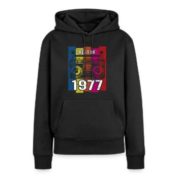 Meilleur de 1977 Lecteur de cassette radio stéréo - Sweat à capuche Premium bio Femme - noir - Devant - Julia (174cm)