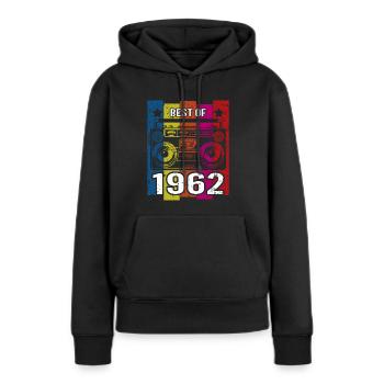 Meilleur de 1962 Lecteur de cassette radio stéréo - Sweat à capuche Premium bio Femme - noir - Devant - Julia (174cm)