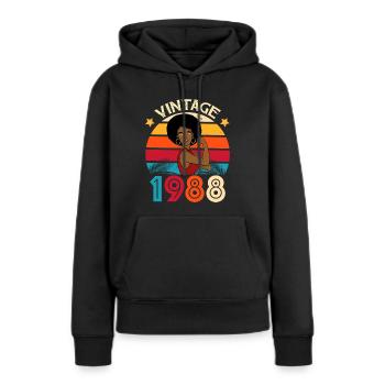 1988 Geburtstag Frau Afro Geschenkidee Frau - Frauen Premium Bio Hoodie - Schwarz - Vorne - Julia (174cm)
