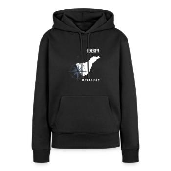Teneriffa Atlantik Insel Koordinaten Karte Urlaub - Frauen Premium Bio Hoodie - Schwarz - Vorne - Julia (174cm)