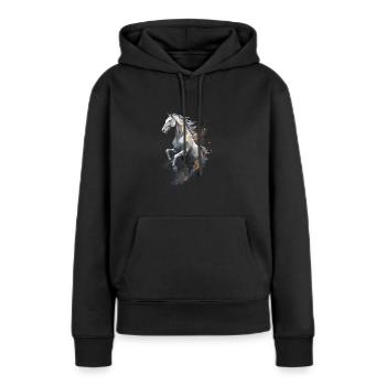 Springpferd Polygon im Staub - Frauen Premium Bio Hoodie - Schwarz - Vorne - Julia (174cm)