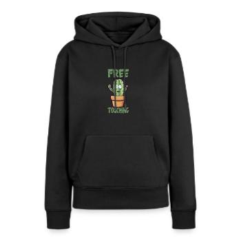 Dessin animé drôle de cactus - Sweat à capuche Premium bio Femme - noir - Devant - Julia (174cm)
