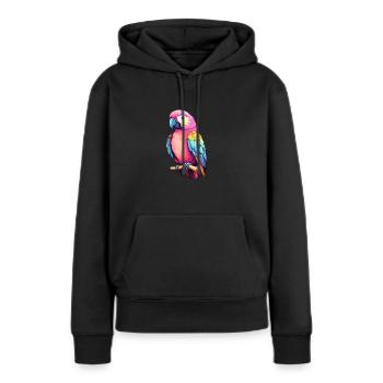 Perroquet coloré oiseau - Sweat à capuche Premium bio Femme - noir - Devant - Julia (174cm)