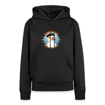 Seagull Captain - expert en frites sur la plage - Sweat à capuche Premium bio Femme - noir - Devant - Julia (174cm)