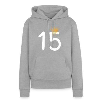 15 - Frauen Premium Bio Hoodie - Grau meliert - Vorne - Selfina (174cm)