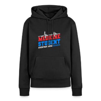 Étudiant en médecine - Sweat à capuche Premium bio Femme - noir - Devant - Julia (174cm)