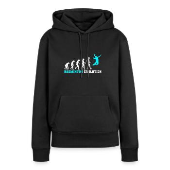 Badminton Evolution - Frauen Premium Bio Hoodie - Schwarz - Vorne - Julia (174cm)