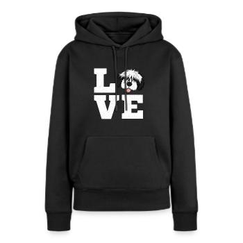 Bobtail-Pudel-Mischling Hund Geschenk - Frauen Premium Bio Hoodie - Schwarz - Vorne - Julia (174cm)