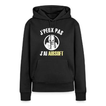 Je Peux Pas J'Ai Airsoft Humour Airsofteur - Sweat à capuche Premium bio Femme - noir - Devant - Julia (174cm)