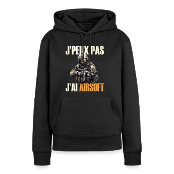 Je Peux Pas J'Ai Airsoft Humour Airsofteur - Sweat à capuche Premium bio Femme - noir - Devant - Julia (174cm)