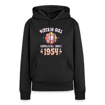 Vintage Year 1954 Birthday Woman 70 Years Old - Women’s Premium Organic Hoodie - black - Front - Julia (174cm)