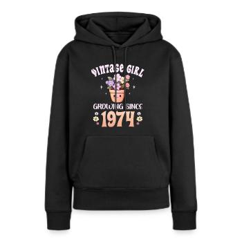 Vintage Year 1974 Birthday Woman 50 Years - Women’s Premium Organic Hoodie - black - Front - Julia (174cm)