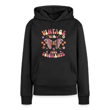 Fille Vintage Femme Aide Soignante - Sweat à capuche Premium bio Femme - noir - Devant - Julia (174cm)