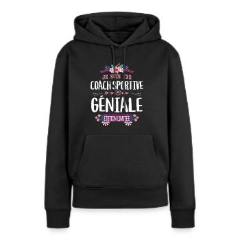 Femme Édition Limitée Coach Sportive Géniale - Sweat à capuche Premium bio Femme - noir - Devant - Julia (174cm)