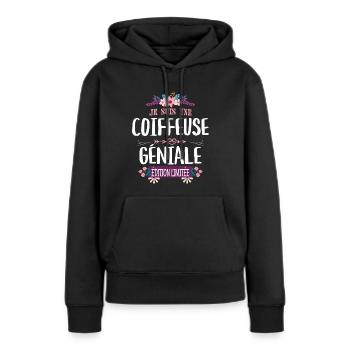 Femme Édition Limitée Coiffeuse Géniale - Sweat à capuche Premium bio Femme - noir - Devant - Julia (174cm)