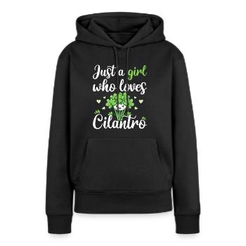 Humour Femme Fille Qui Aime La Coriandre - Sweat à capuche Premium bio Femme - noir - Devant - Julia (174cm)