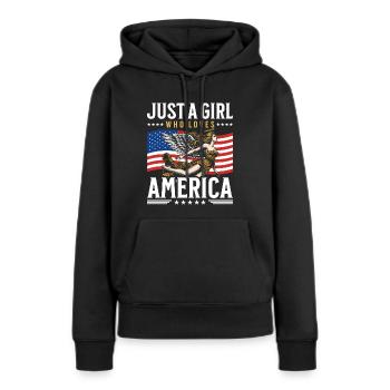 Fille Amérique Indépendance 4 Juillet - Sweat à capuche Premium bio Femme - noir - Devant - Julia (174cm)