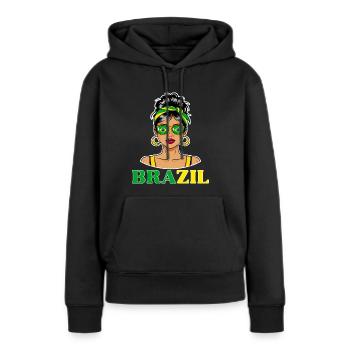 Brasilien Flagge Brasilianische Frauen - Frauen Premium Bio Hoodie - Schwarz - Vorne - Julia (174cm)