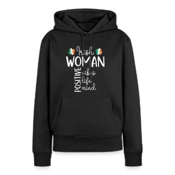 Fille Positive Femme Irlandaise - Sweat à capuche Premium bio Femme - noir - Devant - Julia (174cm)