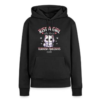 Fille Adore Chat Angora Turc - Sweat à capuche Premium bio Femme - noir - Devant - Julia (174cm)