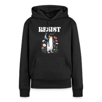 Pingouin Proteste Résistance Taxes - Sweat à capuche Premium bio Femme - noir - Devant - Julia (174cm)