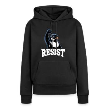 Pingouin Proteste Résistance Taxes - Sweat à capuche Premium bio Femme - noir - Devant - Julia (174cm)