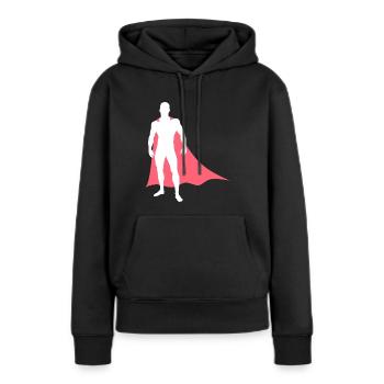 Super-héros avec cape - Sweat à capuche Premium bio Femme - noir - Devant - Julia (174cm)