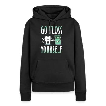 GO FLOSS SELBST - Frauen Premium Bio Hoodie - Schwarz - Vorne - Julia (174cm)