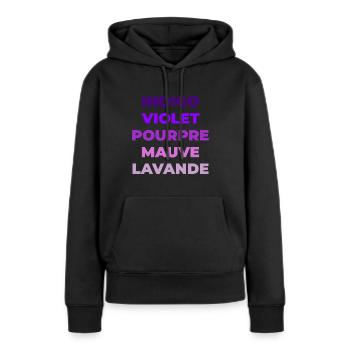 Variantes de Couleurs - Sweat à capuche Premium bio Femme - noir - Devant - Julia (174cm)