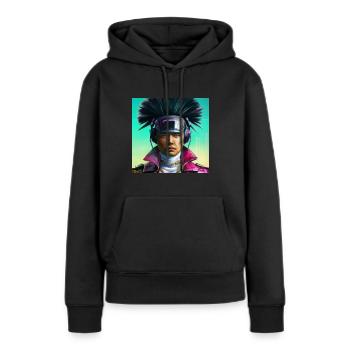 Wang - 2076 - Frauen Premium Bio Hoodie - Schwarz - Vorne - Julia (174cm)