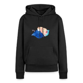 Cochon cochon cochons dormant - Sweat à capuche Premium bio Femme - noir - Devant - Julia (174cm)