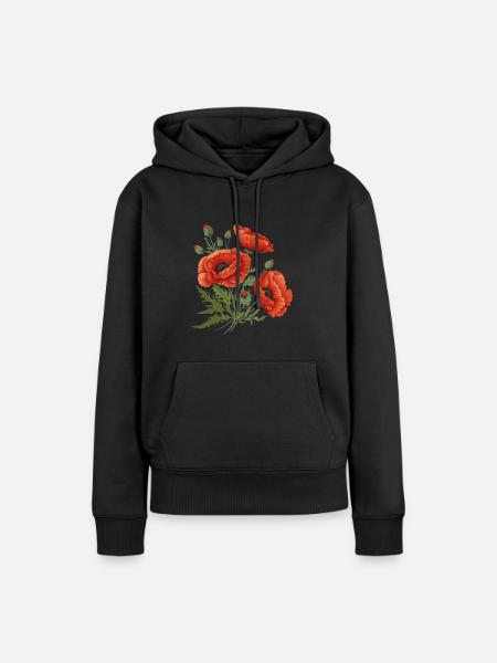 Coquelicots - Sweat à capuche Premium bio Femme - noir