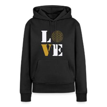 Love Lebensblume - Frauen Premium Bio Hoodie - Schwarz - Vorne - Julia (174cm)