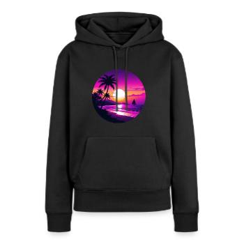 Vacances à la voile au coucher du soleil rétro tropical - Sweat à capuche Premium bio Femme - noir - Devant - Julia (174cm)